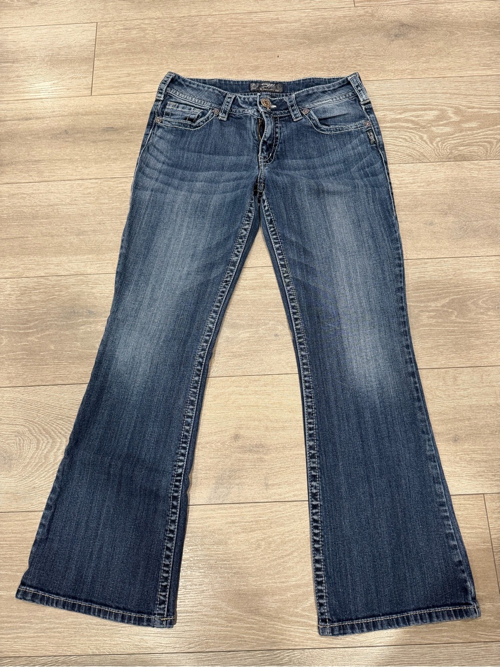 Women's silver Flared Jeans in Dark Blue Wash